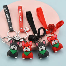 Fashion Punk French Bulldog Keychain PVC Dog Keychains for Women Bag Jewelry Trinket Men's Car Key Ring Key Chain Pendant 2024 - buy cheap