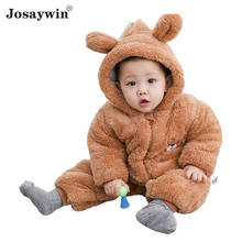 Pelele de invierno para bebé, mono cálido de terciopelo de manga larga con capucha de oso, pelele para niño pequeño 2024 - compra barato