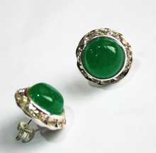 wholesale 15mm green Natural gems lady's charming stud earrings natural Luxury Ms. girl Wedding Jewelry 2024 - buy cheap