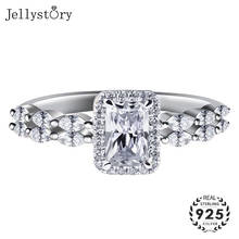 Jellystory-Anillo de lujo de Plata de Ley 925 con forma rectangular, joyería de piedras preciosas de circonita para mujer, joyería de compromiso de boda 2024 - compra barato