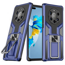 Противоударный армированный чехол с подставкой для телефона Huawei Mate 40 Pro 5G P50 P40 Pro, магнитный металлический Автомобильный кронштейн, защитный чехол для объектива из ТПУ 2024 - купить недорого