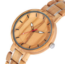 Relógio luxuoso de madeira, masculino, feminino, de aço, pulseira de madeira, design minimalista, marrom, de quartzo 2024 - compre barato