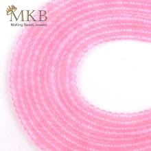 Cuentas de piedra Natural Jades rosa claro de 3mm para hacer joyas cuentas sueltas de espacio redondo pulseras DIY collar hebra de joyería 15" 2024 - compra barato