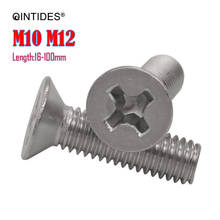 QINTIDES-tornillos de cabeza avellanada de acero inoxidable 100, M10, M12, longitud de tornillo de 16-304/316mm, máquina para tornillos planos 2024 - compra barato
