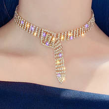 Блестящее золотое ожерелье-чокер со стразами кнопка для ожерелья массивные ювелирные изделия подарок для женщин 2024 - купить недорого