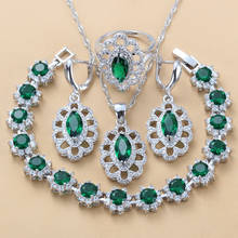 11.11 New Arrival  Silver Color Natural Stone CZ Green Jewelry Sets For Women Fashion Wedding Party Accessories Sets 2024 - buy cheap