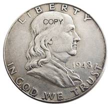 US 1948 P/D Franklin Half Dollar Silver Plated Copy Coins 2024 - buy cheap
