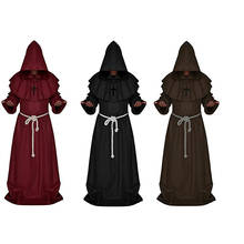Disfraz de monje Medieval, Túnica de sacerdote, capa de Cosplay para Halloween, negro, blanco, azul, café, rojo, S-XL 2024 - compra barato
