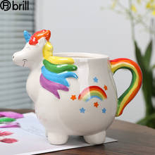 Cartoon  Milk Coffee Ceramic Mug Unicorn Breakfast Juice Milk Tea Cup with Handle Pink White Cat Mugs Coffee Cups Couple Gift 2024 - buy cheap