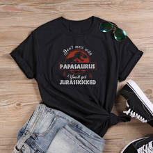 Camiseta feminina com estampa papasauro, camiseta gráfica engraçada de 100% algodão para mulheres 2024 - compre barato