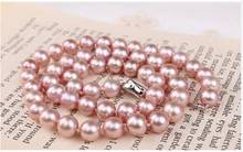 classic south sea 9-10mm round pink pearl necklace18"925s KKK 2024 - buy cheap