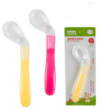 Baby Spoon Safety Silicone Feeding Flatware Baby Feeder Utensils Feeding Spoon Tableware Bend Spoons 3 Colors J0231 2024 - buy cheap