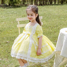 Baby Spanish Yellow Dress 2022 Summer Girl Lolita Ball Gown Infant Lace Bow Dresses Girls Easter Eid Birthday Party Clothes 2024 - buy cheap