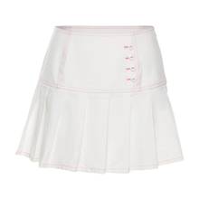 Summer new women's solid color high waist fashion button pleated skirt 2024 - buy cheap