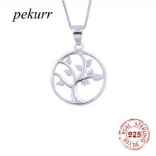 Pekurr 925 Sterling Silver Big Round Tree of Life Necklaces For Women Zircon Female Pendants Long Chain Classic Fashion Jewelry 2024 - buy cheap