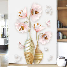 Pegatina de pared de jarrón exquisita, pinturas de flores en 3D para sala de estar y dormitorio, carteles e impresiones, 70x105cm 2024 - compra barato