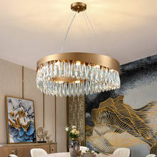 Candelabro Led de oro pulido para sala de estar, lámpara de cristal K9 de lujo de diseño de alta calidad, accesorio de luz para decoración del hogar, Lustre redondo moderno 2024 - compra barato