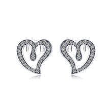 Corazón de amor, pendiente de tuerca 100% joyería de plata 925 con CZ claro envío gratis 2024 - compra barato