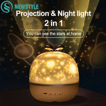 Proyector de luz nocturna con Cable USB alimentado por cielo estrellado, lámpara de música de proyección giratoria romántica para dormitorio de niños, regalo de Navidad 2024 - compra barato