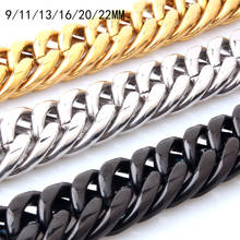 COLLAR o pulsera de cadena cubana para hombre y mujer, joyería fuerte de 9/11/13/16/20/22mm, Color plateado/dorado/negro 2024 - compra barato