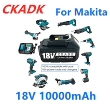 Bateria recarregável para makita, bateria de lítio 2021novo bl1860, 18v, 10000mah, bl1840, blcic, bl1830, bl1860b lxt 400 + carregador 2024 - compre barato