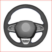 Black Suede Leather Steering Wheel Cover for Renault Kadjar Koleos Megane Talisman Scenic Espace 2015-2018 2024 - buy cheap