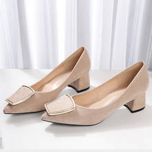 Sapatos de salto alto quadrado feminino, elegante, ponta fina, primavera, outono, tamanhos 34-40, 2021 2024 - compre barato
