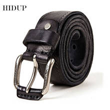 HIDUP Top Quality Design Pure Cowhide Leather Belts Real Cow Skin Black Retro Style Pin Buckle Metal Belt Men Clothing NWJ287 2024 - buy cheap