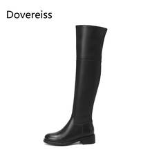 Doveriss-zapatos planos de punta redonda para mujer, botas por encima de la rodilla con cremallera, elegantes y a la moda, para invierno, tallas 33 a 45 2024 - compra barato