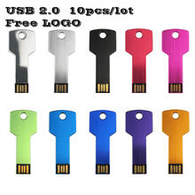 Free Logo Colorful Metal USB 2.0 10pcs/lot Pen Drive 4GB 8GB Key Shape Usb Flash Drive 16gb 32gb 64gb Pendrive Memoria Cle Usb 2024 - buy cheap
