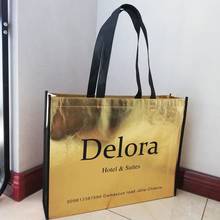 1000pcs/lot Personalize Reusable Shopping Totes Gold Laminated Laser Metallic Bags Custom Your Logo  Affordable Grocery Shoppers 2024 - buy cheap