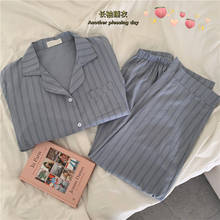 cotton Womens Pajamas set Sleepwear Two Piece Set Pijama long Sleeve Shirt Night Suits Student Pyjama Summer casual Homewear set 2024 - buy cheap
