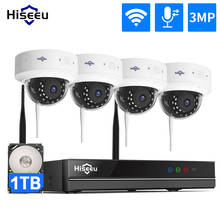 Hiseeu Wireless 8 Channel 4PCS 3MP Vandal-proof Two Way Audio Cameras Outdoor Waterproof CCTV video Security Surveillance Kit 2024 - buy cheap