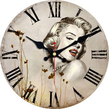 Large Beauty Gray Round Clear Face Wooden Wall Clock Silent Non-Ticking Nice Gift Wooden Cardboard Clock 2024 - buy cheap