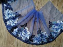 1 yarda/lote 22CM cordón africano bordado azul encaje guipur ribeteado de encaje de tela malla para boda envío gratis 2024 - compra barato