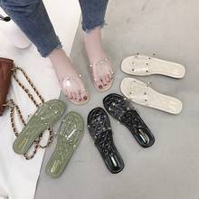 Summer Transparent Beach Slippers Slides Women Shoes Flip Flops Solid Crystal Rivet Sandals Female Holiday Sliders Shoes Woman 2024 - buy cheap