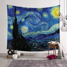 Tapiz con estampado artístico colgante para decoración del hogar, tela de pintura de Van Gogh para dormitorio, Alfombra de pared de girasol para decoración de sala de estar 2024 - compra barato