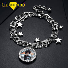 ICEOUTBOX-medallones de acero inoxidable con imagen personalizada para hombre y mujer, pulsera redonda de Color plateado con estrella, regalo de joyería multicapa 2024 - compra barato