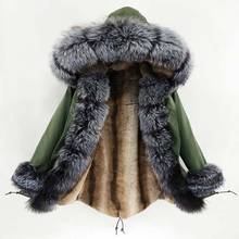 Abrigo forrado de piel auténtica para mujer, forrada de piel de zorro parka, abrigo forrado de piel de conejo, chaqueta de nieve gruesa y cálida, invierno, 2020 2024 - compra barato