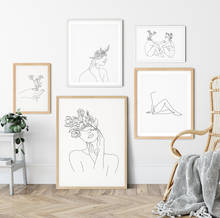 Abstract Women Line Drawing Nordic Posters Prints Modern Canvas Painting Wall Art Flower Girl Wall Picture Bedroom Home Decor 2024 - buy cheap