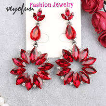 Veyofun Luxury Red Color Crystal Drop Earrings Elegant Bridal Dangle Earrings Fashion Jewelry for Women Gift Wholesale 2024 - buy cheap