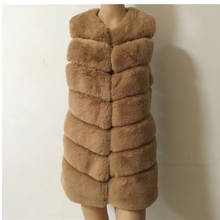 New Women Overcoat Winter Medium Long Fur Vest Coat Luxury Faux Rabbit Fur Vest Jacket Warm Women Faux Fur Coat Vest 2022 - buy cheap