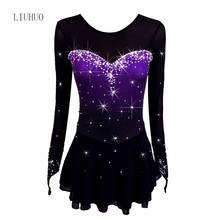 LIUHUO Custom Figure Skating Dress Girls Purple Gradient Quality Crystals Long Sleeves for Ice Skating dress 2024 - buy cheap