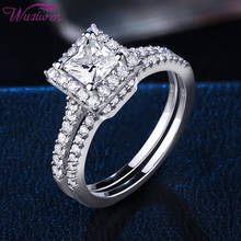 Wuziwen Solid 925 Sterling Silver Promise Wedding Engagement Rings For Women Bridal Set Princess Cut AAAAA Zirconia Jewelry 2024 - buy cheap