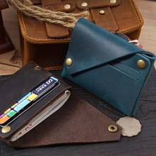 Creativity manual Retro Genuine leather Vintage Crazy Horse Leather ID card holder business card holder Male Coin purses wallets 2024 - buy cheap