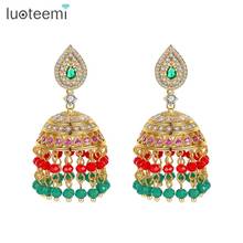 LUOTEEMI Retro Ethnic Fashion Jewelry Indian Jhunmka Beads Tassel Drop Earrings for Women Wedding Jhumki Brincos Christmas Gifts 2024 - buy cheap