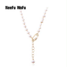 NeeFu WoFu set necklace Freshwater Pearls Zircon short necklace Bohemia Stainless steel jewelry wholesa 2024 - buy cheap