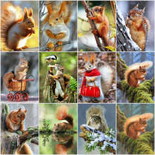 AZQSD Diamond Painting Squirrel Winter 5D DIY Diamond Embroidery Animal Home Decor Cross Stitch Kits Handmade 2024 - buy cheap