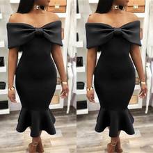 Chic Black Mermaid Prom Dresses Satin Off The Shoulder Satin Tea Length Cocktail Party Dresses 2024 - buy cheap