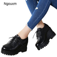 Ngouxm-sapato de couro genuíno feminino, calçado casual, com plataforma de renda, na moda de primavera e outono 2020 2024 - compre barato